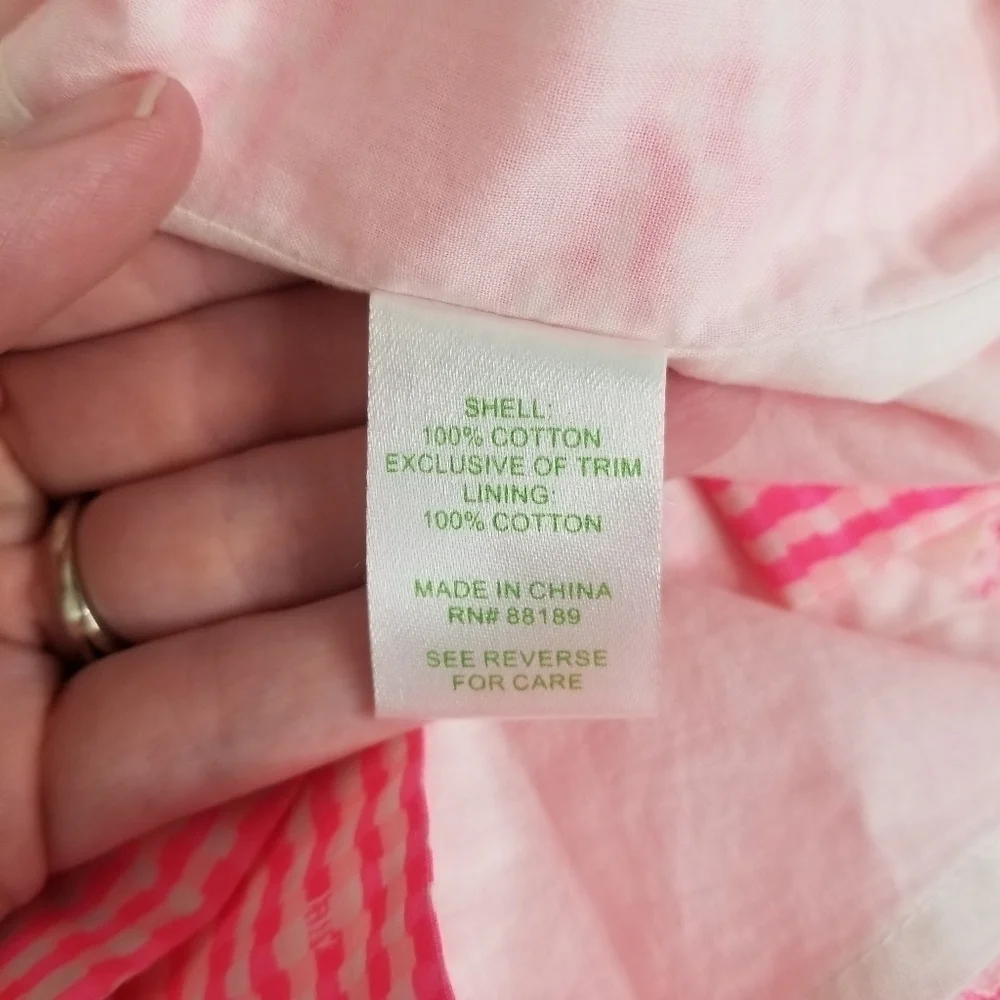 Lilly Pulitzer Lowe Fiesta Pink Pretty Gingham Strapless Peplum Dress Size 4 - Picture 9 of 15